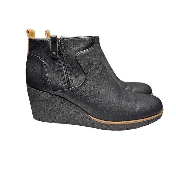 Women's Dr. Scholl's Ankle Boot Bianca Wedge Shoe Size 8.5 Outside Zip - Picture 3 of 12